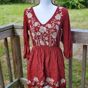 Brick red mini dress